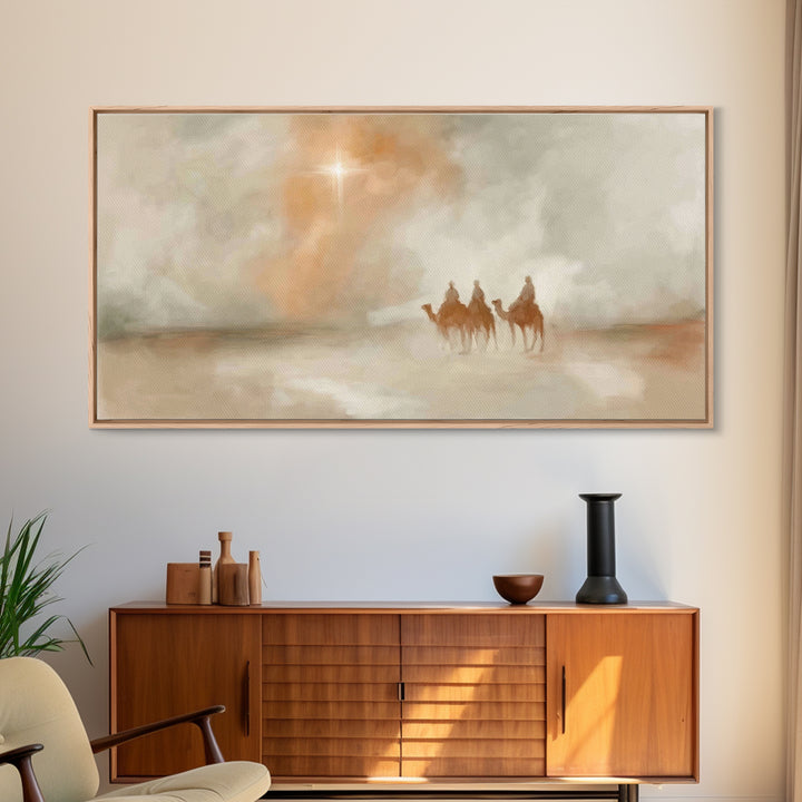 Wandering Kings – Framed Canvas Print – Christian Art Canvas – Christian Wall Art – Christmas Art Prints – Christian Christmas Art – Subtle