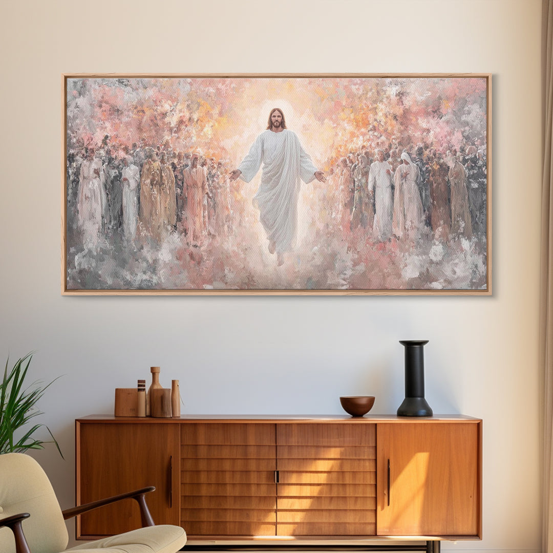 Angels Of Light, Framed Canvas Print, Christian Christmas Art, Christian Wall Art, Jesus Painting Canvas, Christian Art Gift, Christmas Art
