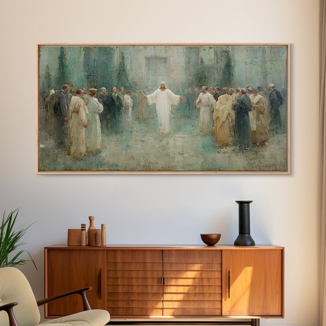 Sacred Dawn, Framed Canvas Print, Christian Wall Art, Minimalist Christian Art, Christian Art Canvas, Jesus Painting Canvas, Christian Chri