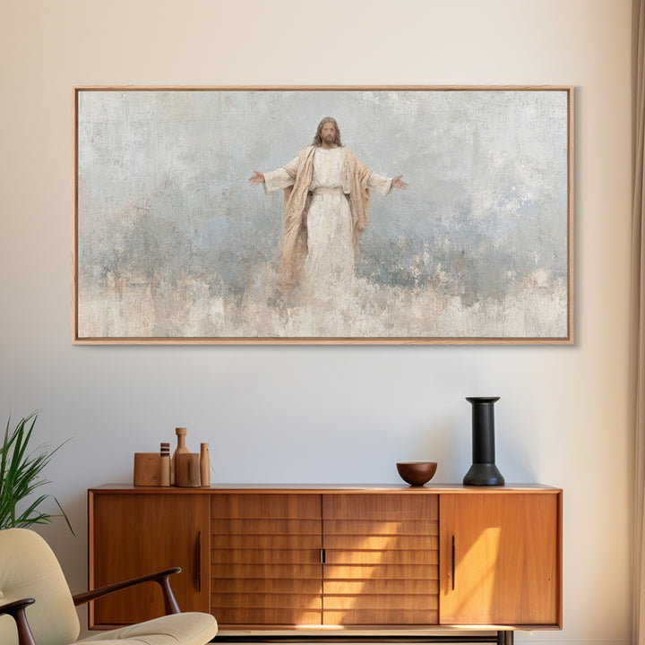 Heavenly Passage | Framed Canvas Print | Christian Art Canvas | Christian Wall Art | Jesus Art Print | Christian Gift | White Christmas Art