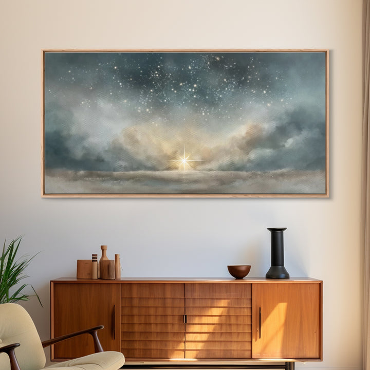 Star Of Promise – Framed Canvas Print – Christian Christmas Art – Christmas Wall Art – Christian Art Canvas – Vintage Christmas Art – Chris