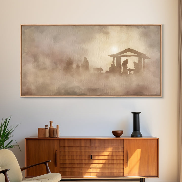 Starborn Night Peace | Framed Canvas Print | Christian Wall Art | Jesus Art Print | Christmas Art | Christian Christmas | Christian Decor