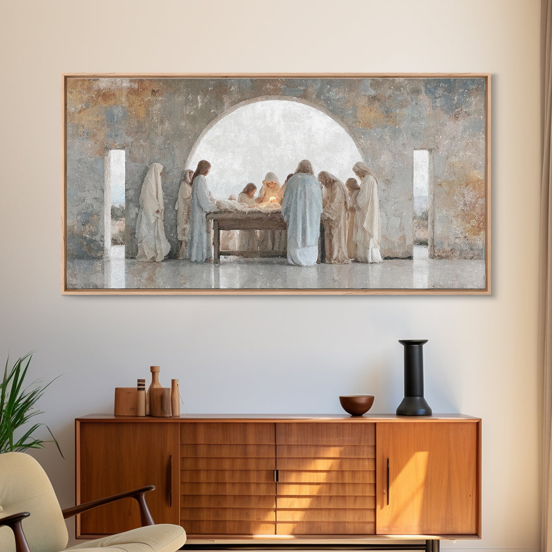 Heavenly Host Dawn | Framed Canvas Print | Christian Art Canvas | Jesus Painting | Christmas Wall Art | Christian Christmas | Christian Dec