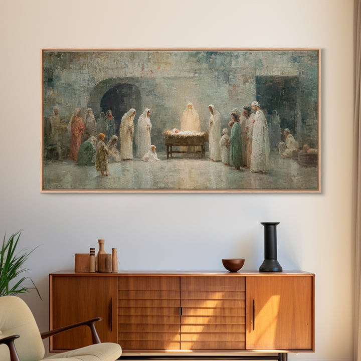 Radiant Nativity Calm – Framed Canvas Print – Christian Wall Art – Jesus Art Print – Christmas Art – Christian Christmas – Christian Decor