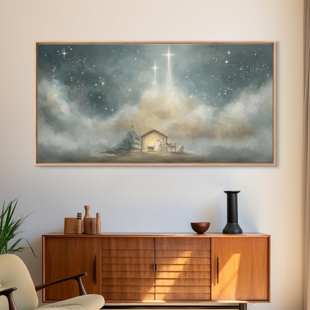 Guiding Star Haven | Framed Canvas Print | Christian Wall Art | Jesus Painting | Christmas Art | Christian Christmas Art | Christian Decor
