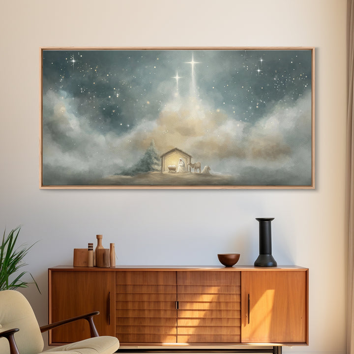 Guiding Star Haven | Framed Canvas Print | Christian Wall Art | Jesus Painting | Christmas Art | Christian Christmas Art | Christian Decor