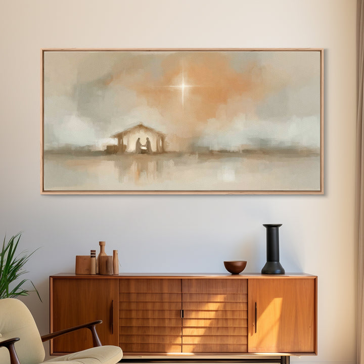 Holy Dawn Light | Framed Canvas Print | Christian Art Canvas | Christian Christmas Art | Modern Christian Art | Jesus Painting | Christmas