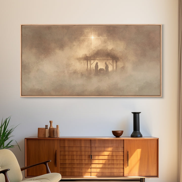 Heavenly Night Sky, Framed Canvas Print, Christian Art Print, Modern Christian Art, Christian Christmas Art, Christian Wall Art, Christmas