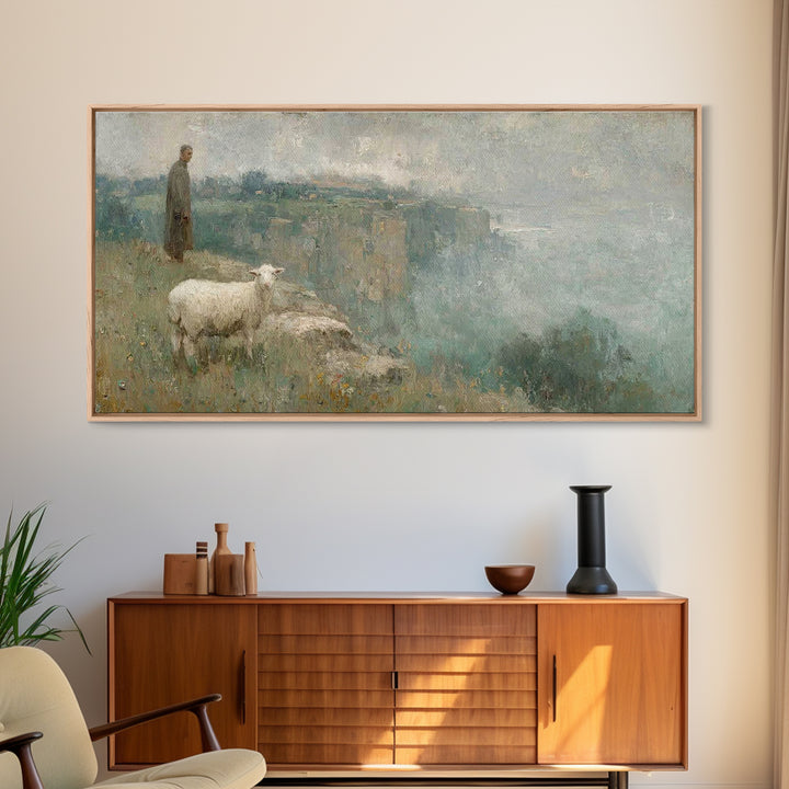 Silent Nativity Glow – Framed Canvas Print – Christian Art Canvas – Christmas Art Prints – Christian Christmas Decor – Modern Christian Pai