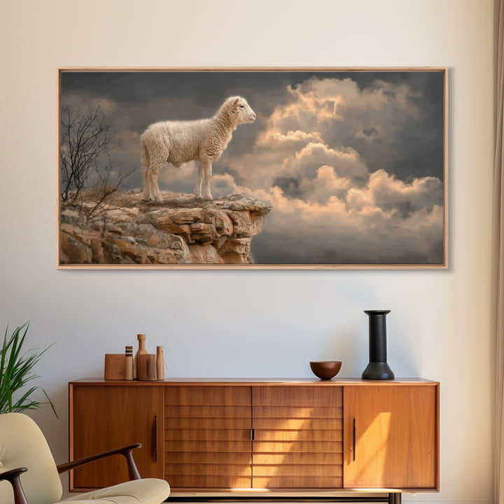 The Lone Shepherd | Framed Canvas Print | Christian Art Painting | Christian Wall Art | Christian Art Print | Moody Christian Art | Pastora