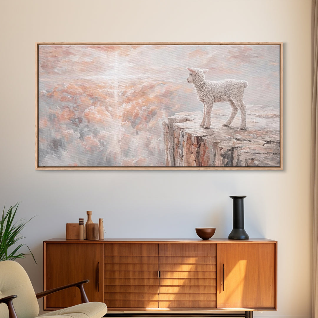 Heavenly Lamb - Framed Canvas Print - Christian Wall Art - Christian Art Canvas - Pastoral Scenery - Christian Christmas Art - Christian De