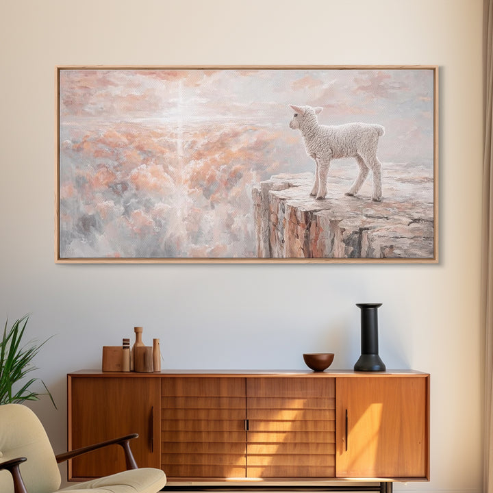Heavenly Lamb - Framed Canvas Print - Christian Wall Art - Christian Art Canvas - Pastoral Scenery - Christian Christmas Art - Christian De