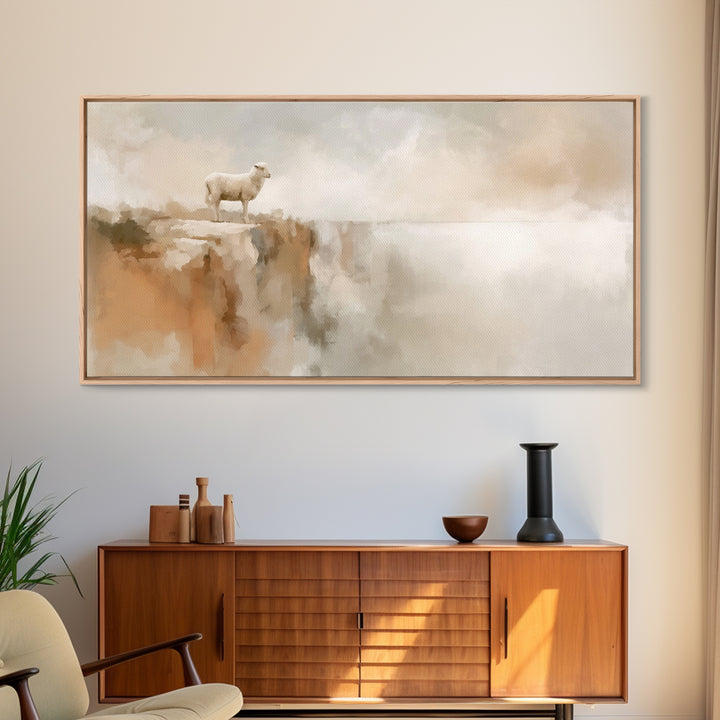Quiet Cliff Light - Framed Canvas Print - Christian Art Canvas - Christian Christmas Art - Christian Wall Art - Modern Christian Art - Chri