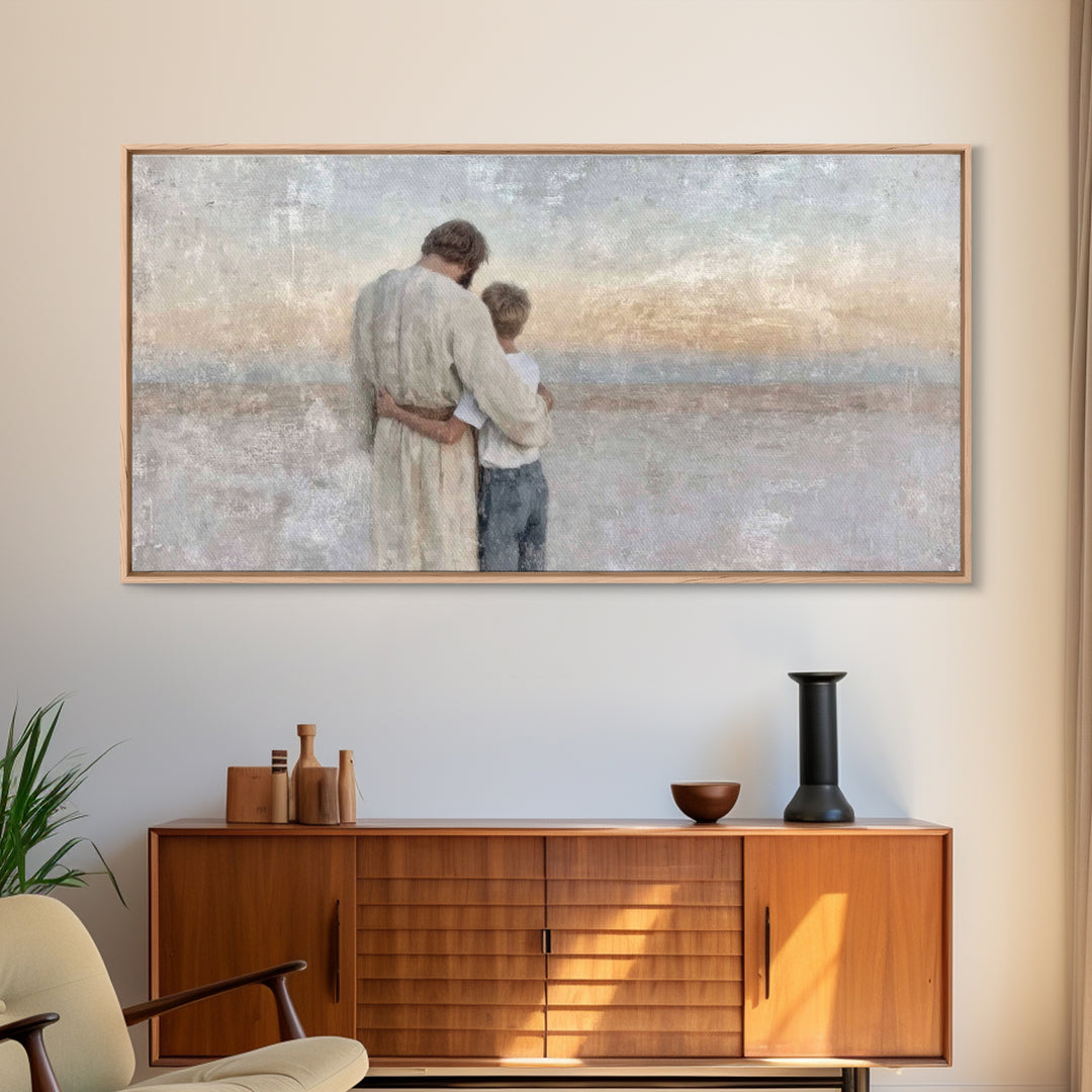 Guiding Peace - Framed Canvas Print - Christian Art - Christian Decor - Christian Christmas Art - Jesus Painting - Christian Wall Art