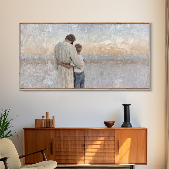 Guiding Peace - Framed Canvas Print - Christian Art - Christian Decor - Christian Christmas Art - Jesus Painting - Christian Wall Art