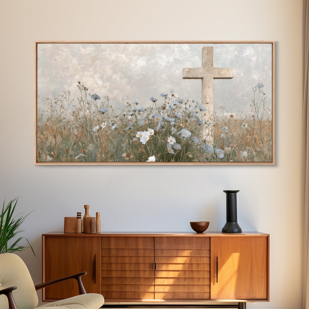 Blossoms Of Grace – Framed Canvas Print – Christian Wall Art – Christian Art Canvas – Jesus Painting – Vintage Christian Art – Christian De