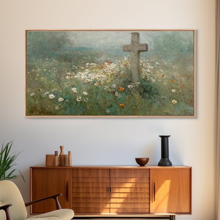 Field Of Redemption – Framed Canvas Print – Christian Art Print – Large Christian Painting – Christian Decor – Christian Wall Art – Unique