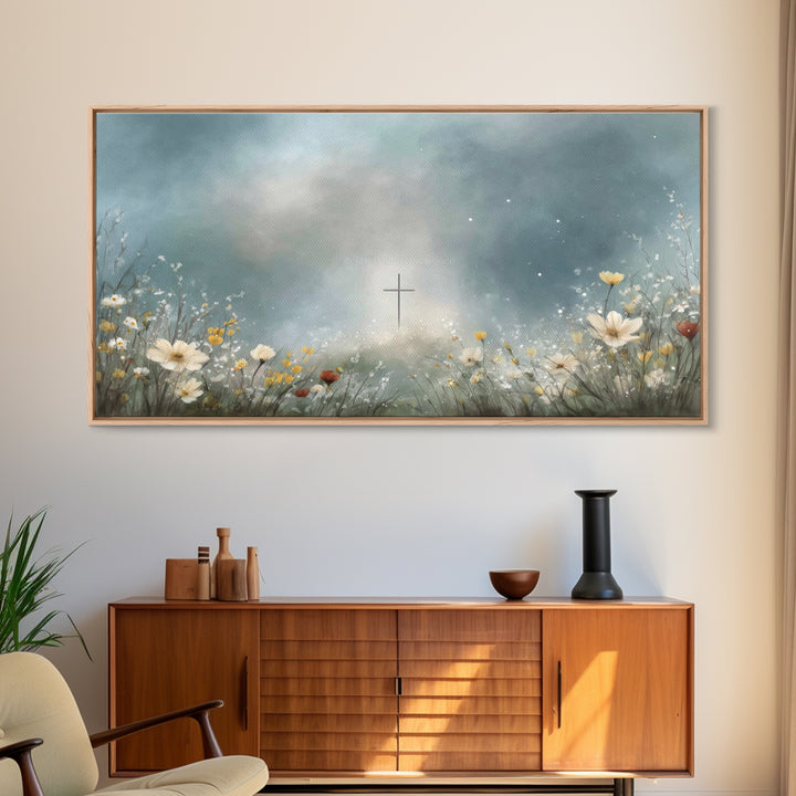 Heavenly Meadow – Framed Canvas Print – Christian Art – Jesus Painting – Christian Art Canvas – Subtle Christian Art – Christian Wall Art