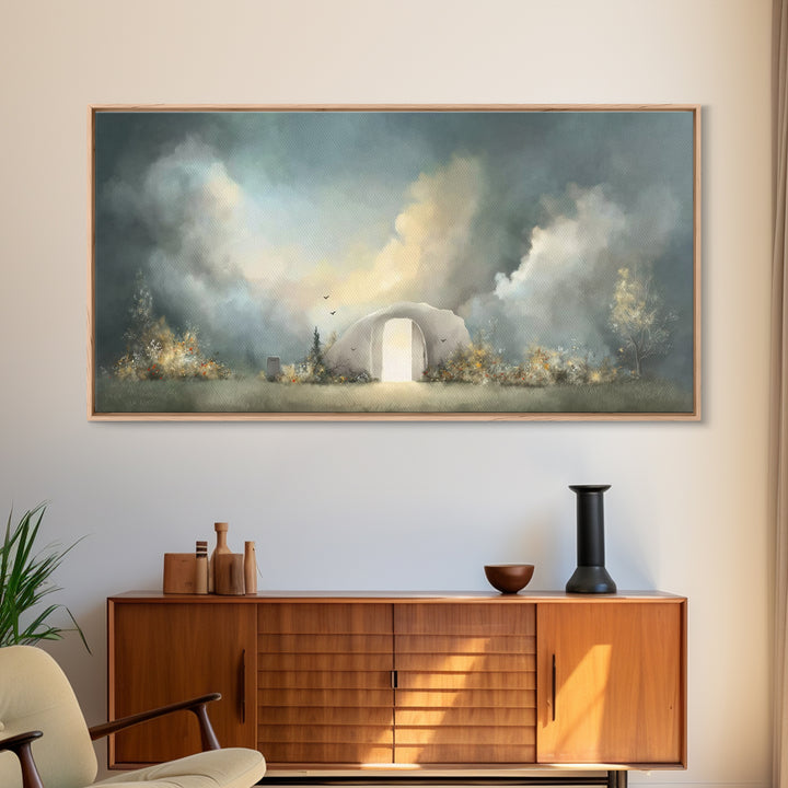 Empty Tomb Glory – Framed Canvas Print – Christian Art Canvas – Christian Wall Art – Christian Painting – Moody Christian Art – Christian D