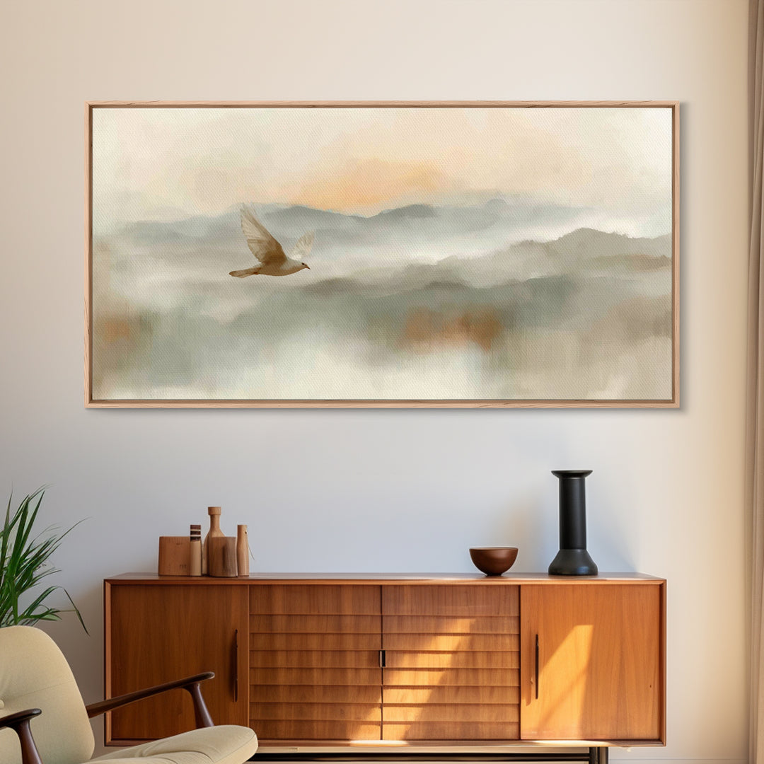 Soft Flight Grace – Framed Canvas Print – Subtle Christian Art – Christian Art Gift – Christian Art Print – Minimalist Christian Art
