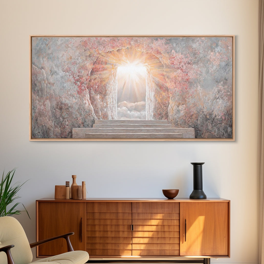 Radiant Tomb Light – Framed Canvas Print – Christian Wall Art – Christian Art Canvas – Jesus Painting – Christian Christmas Art