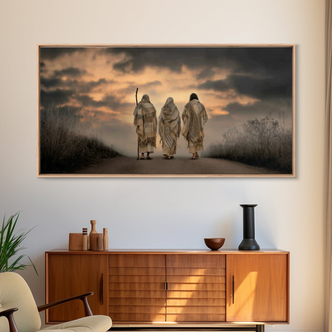 Evening Disciples Journey – Framed Canvas Print – Christian Painting – Jesus Canvas Art – Christian Wall Art – Christian Decor