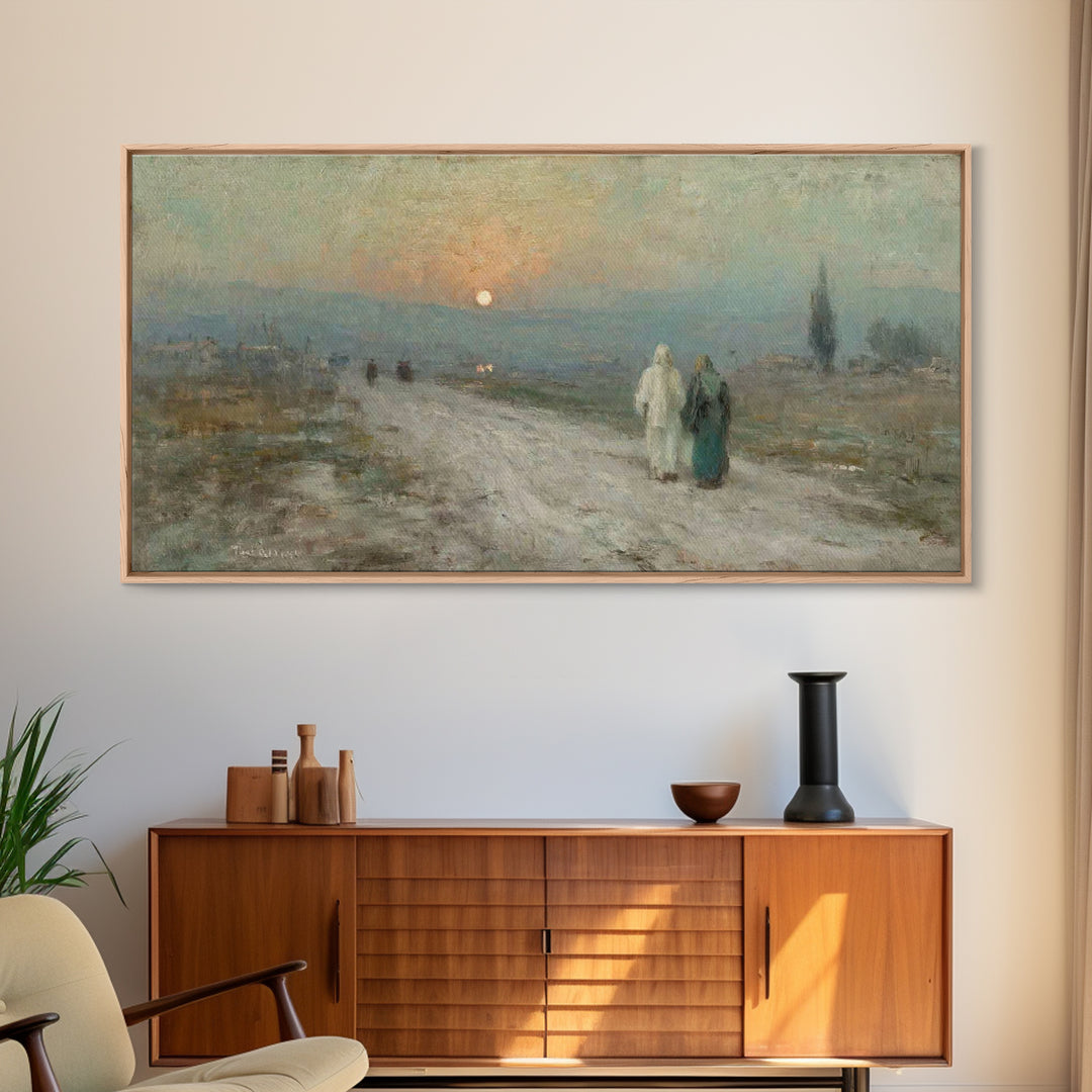 Sunset Pilgrim Road | Framed Canvas Print | Christian Wall Art | Jesus Painting | Christian Art Canvas | Christian Gift Ideas