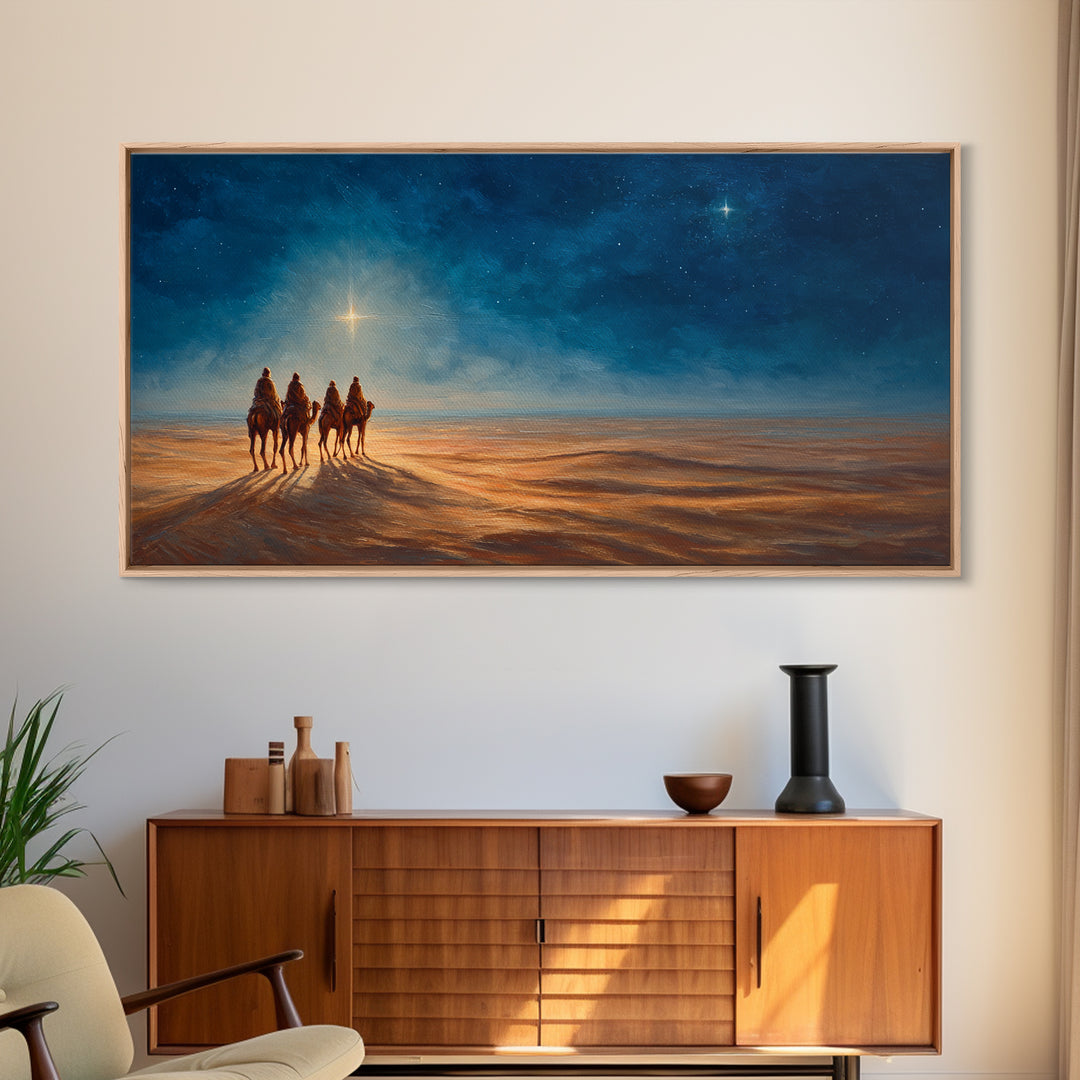 Three Kings Rising – Framed Canvas Print – Christian Art Canvas – Christian Wall Art – Christmas Art – Christian Christmas Art – Christian