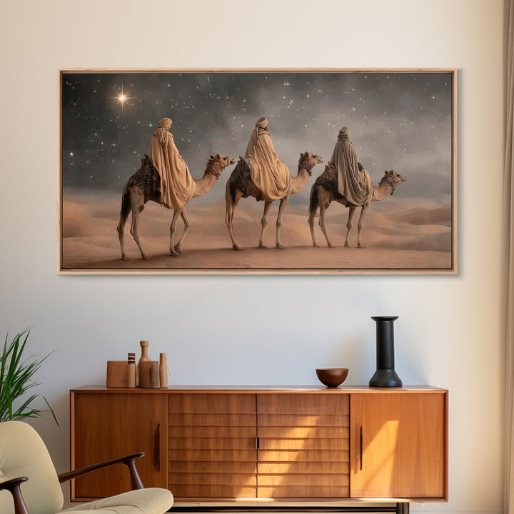 Night of Kings, Framed Canvas Print, Christian Christmas Art, Christian Wall Art, Christmas Canvas Wall Art, Moody Christmas Art, Christian