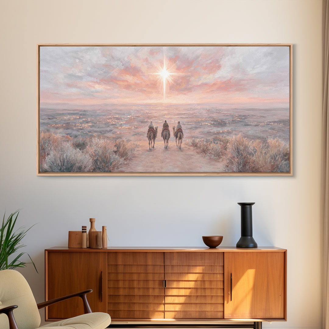 Radiant Star Path, Framed Canvas Print, Christian Art Canvas, Christmas Wall Art, Christian Christmas Decor, Modern Christian Art, Subtle C