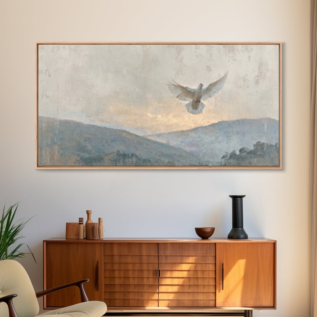 Heavenly Dove – Framed Canvas Print – Christian Wall Art – Christian Art Canvas – Christian Painting – Christmas Art – Christian Decor