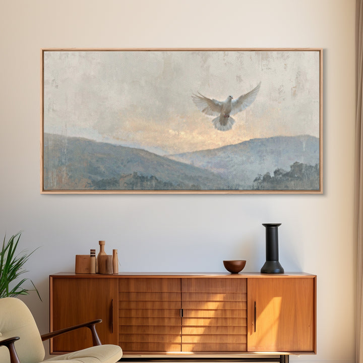 Heavenly Dove – Framed Canvas Print – Christian Wall Art – Christian Art Canvas – Christian Painting – Christmas Art – Christian Decor