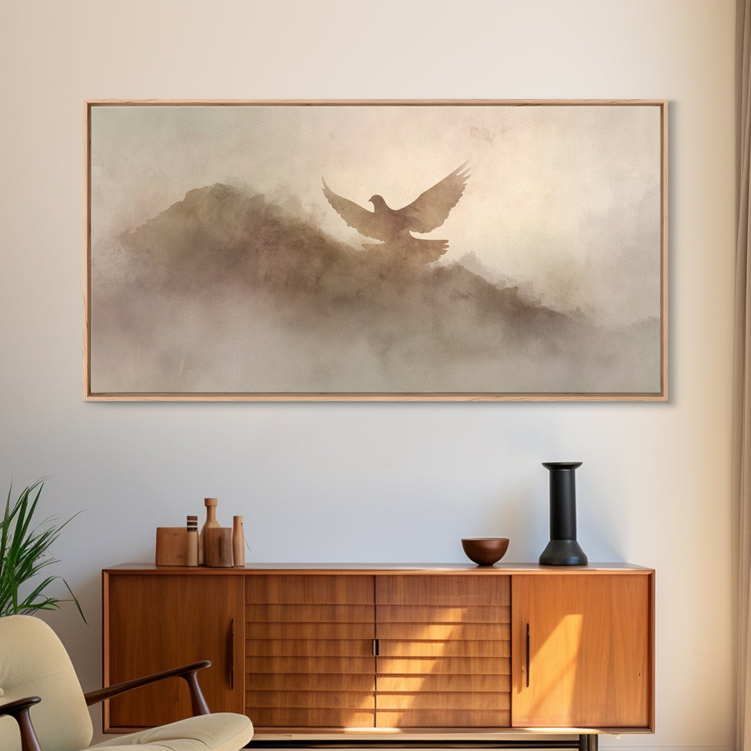 Misty Ascent – Framed Canvas Print – Christian Art Canvas – Christian Wall Art – Christmas Art – Christian Painting – Christian Decorations
