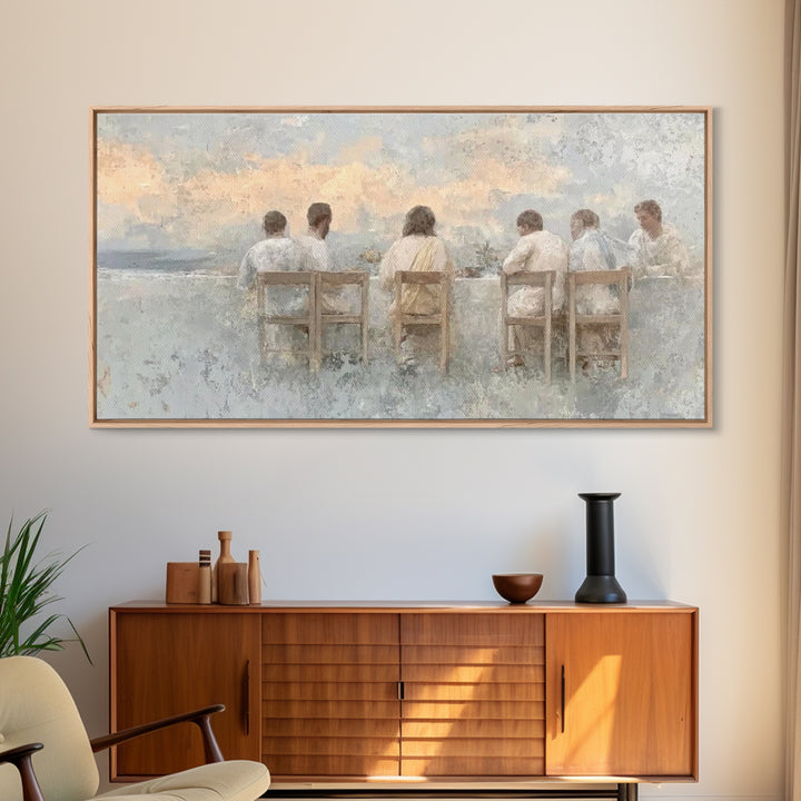 Evening Communion – Framed Canvas Print – Christian Painting – Christian Art Canvas – Christian Wall Art – Christian Christmas Art – Christ