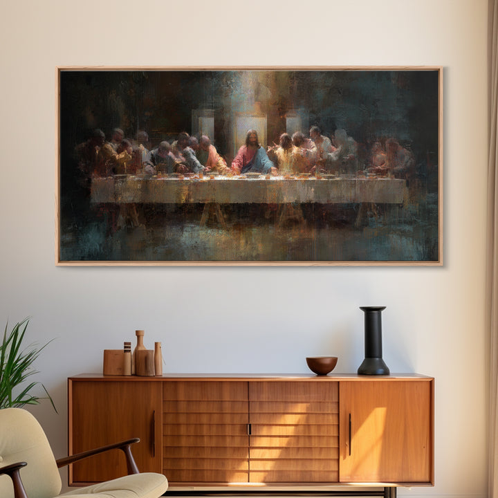 Holy Banquet – Framed Canvas Print – Christian Art Canvas – Christian Wall Art – Christian Christmas Art – Jesus Painting – Christian Decor