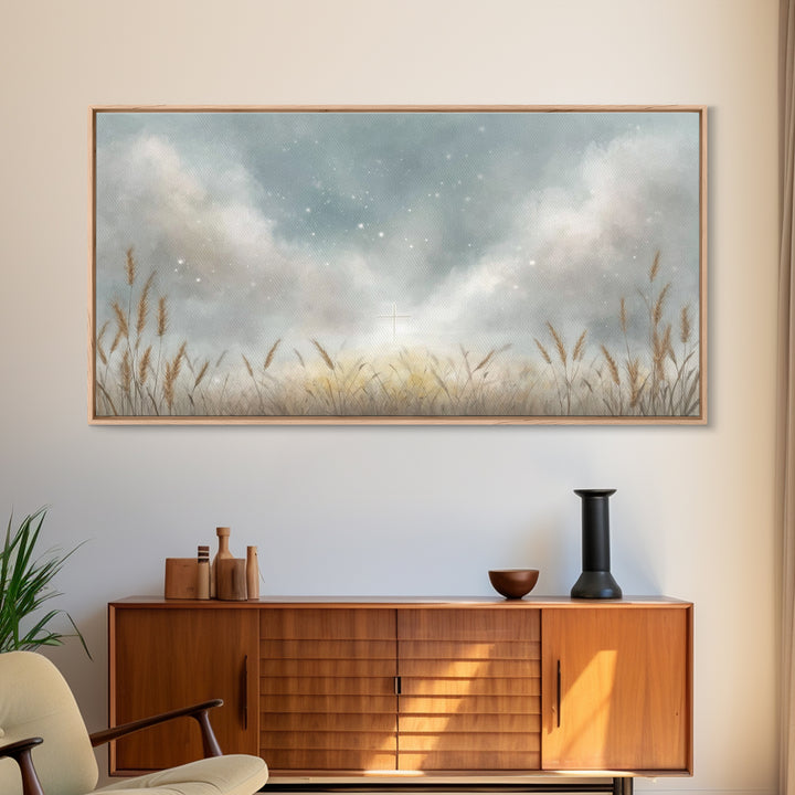 Starlit Hope – Framed Canvas Print – Christian Art Canvas – Christian Painting – Christian Wall Art – Christian Decor – Christian Art Print
