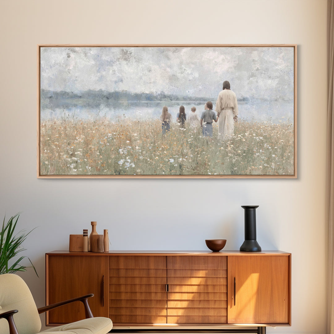 Guided Meadow | Framed Canvas Print | Christian Art Canvas | Christian Wall Art | Christian Decor | Christian Painting | Christian Art Prin