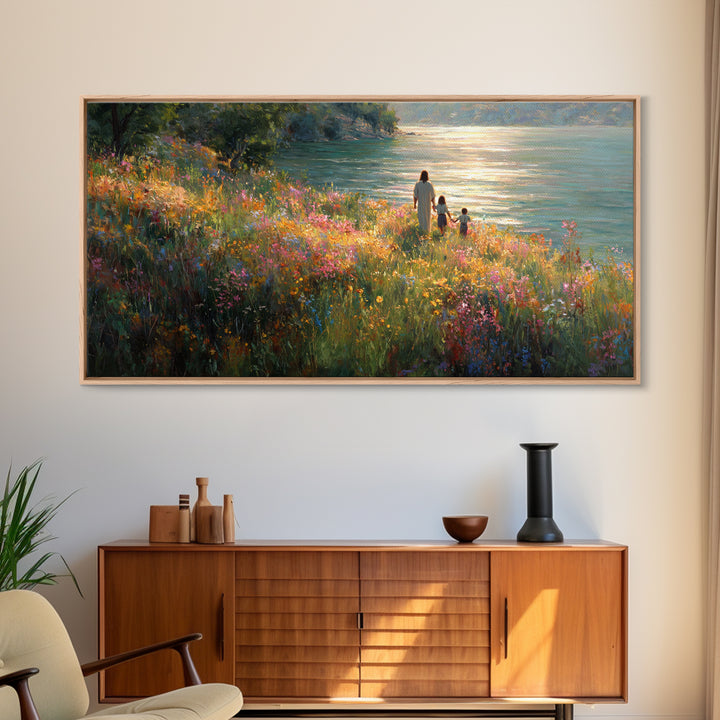 Riverlight Promise – Framed Canvas Print – Christian Wall Art – Christian Art Canvas – Jesus Painting – Christian Christmas Art – Christian