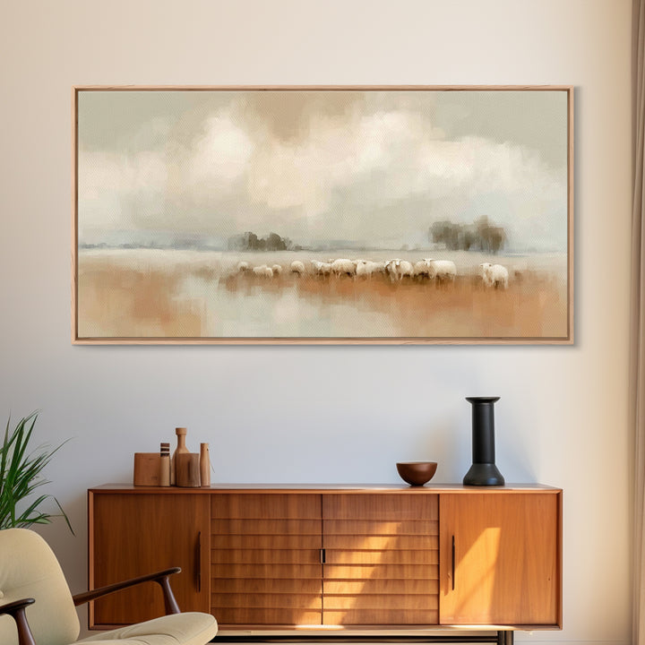 Gentle Fields – Framed Canvas Print – Christian Art Canvas – Christian Wall Art – Minimalist Christian Art – Christian Art Print – Christia