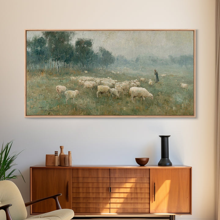 Shepherd’s Field – Framed Canvas Print – Christian Wall Art – Christian Art – Christian Art Canvas – Vintage Christian Art – Christian Deco