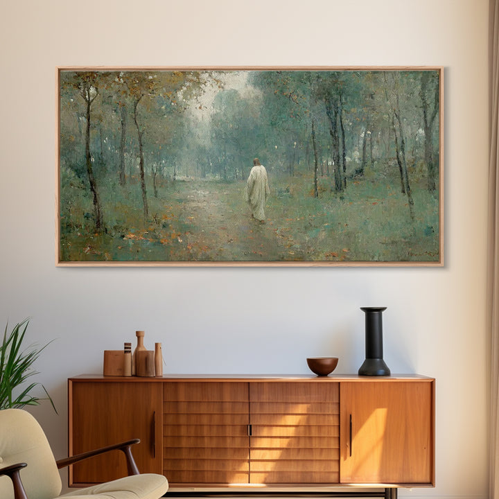 Heavenly Woodland – Framed Canvas Print – Christian Art Canvas – Christian Christmas Art – Jesus Painting – Christian Wall Art – Jesus Art