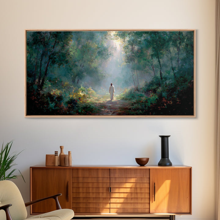 Sacred Morning Walk – Framed Canvas Print – Christmas Art – Christian Art Canvas – Christian Decor – Jesus Painting – Christian Wall Art