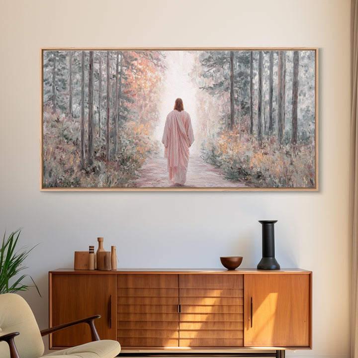 Forest Messiah Light – Framed Canvas Print – Jesus Painting – Christian Art Canvas – Christmas Wall Art – Christian Gift – Christian Art