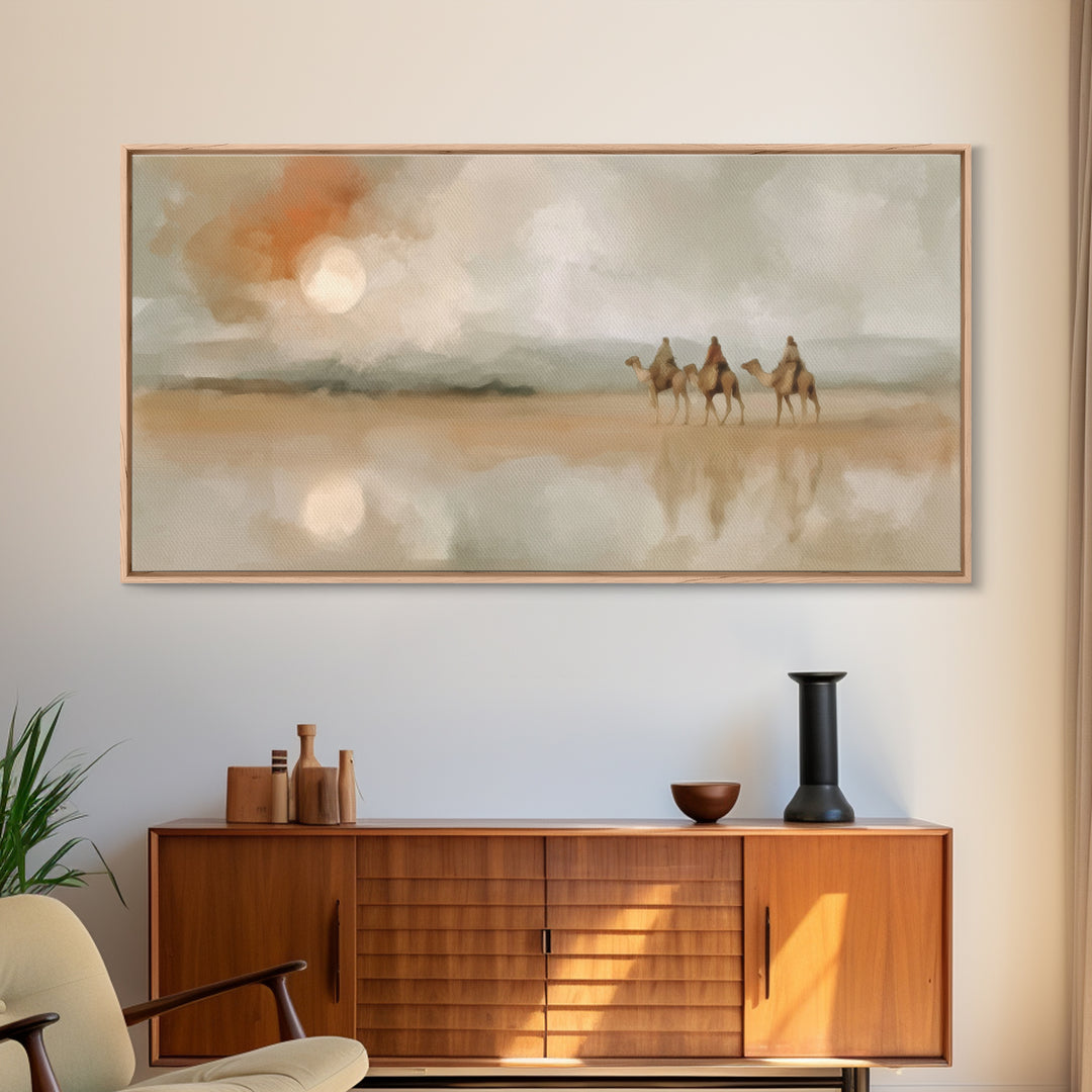Dawn Caravan – Framed Canvas Print – Christian Art Canvas – Christian Wall Art – Christmas Art – Christian Christmas Decor – Modern Christi