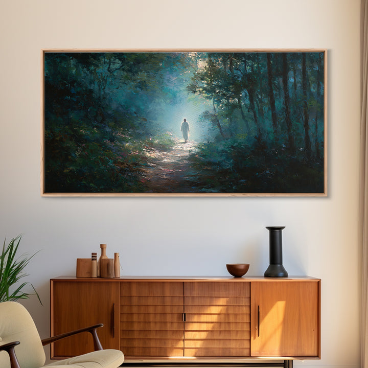 Light Of Redemption – Framed Canvas Print – Christian Wall Art – Jesus Painting – Christian Art Canvas – blue Christian art – Christian Art