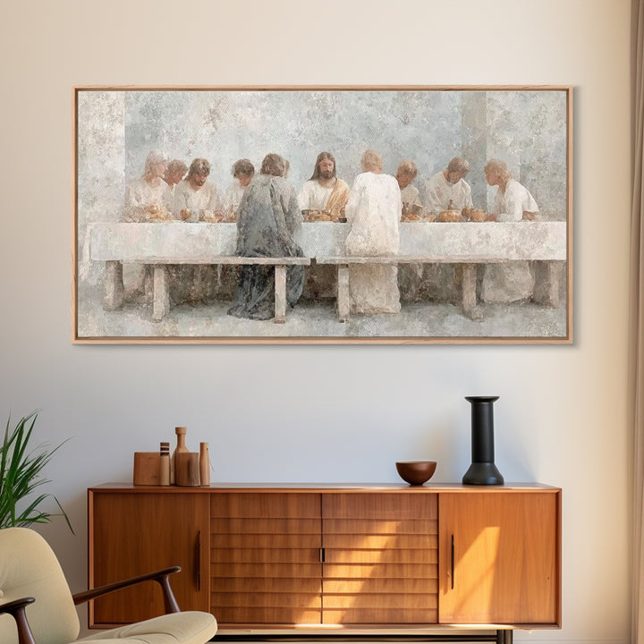 Sacred Supper Stillness – Framed Canvas Print – Christian Wall Art – Christian art canvas – vintage Christian art – Christian Art Print – J