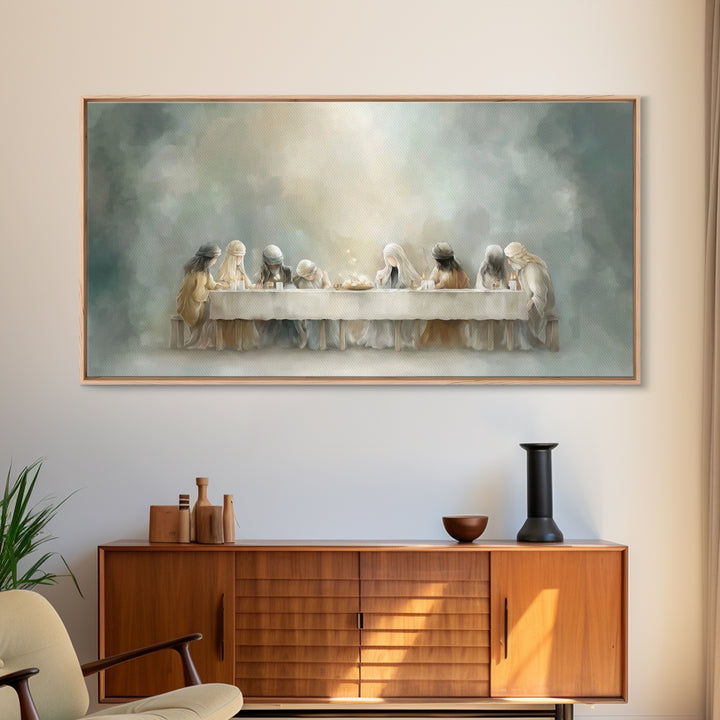 Heavenly Supper Glow – Framed Canvas Print – Christian Wall Art – Christian Art Canvas – Jesus Painting – Christian Art – subtle Christian