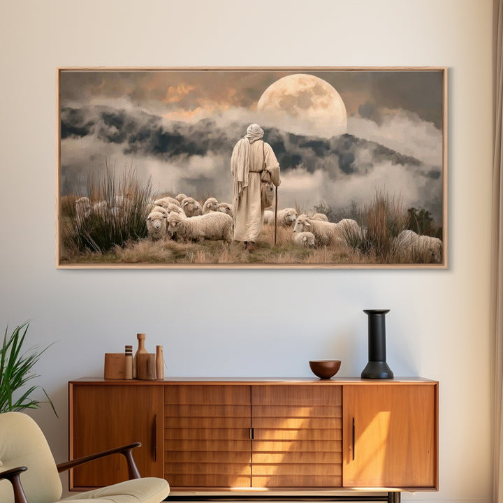 Shepherds Of Dawn – Framed Canvas Print – Christian Wall Art – Jesus Painting – Christian Art Canvas – Christmas Art – Christian Decor