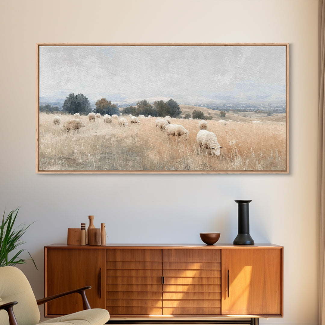 Pastoral Light, Framed Canvas Print, Christian Art Canvas, Jesus Painting, Christian Wall Art, Christmas Art, Christian Gift