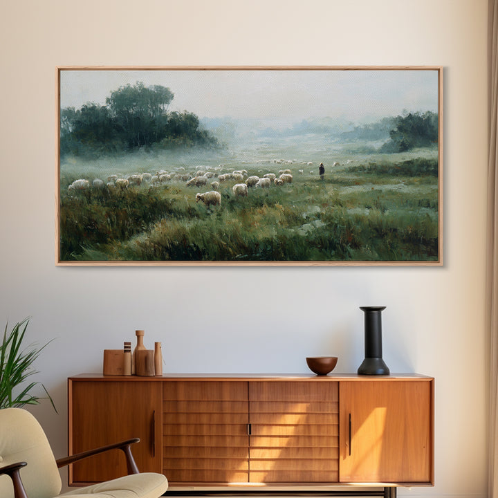 Meadow Of Peace | Framed Canvas Print | Christian Wall Art | Christian Art Canvas | Jesus Painting | Christian Christmas Art | Christian De